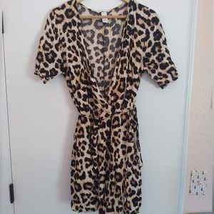 Leopard print wrap-around dress
